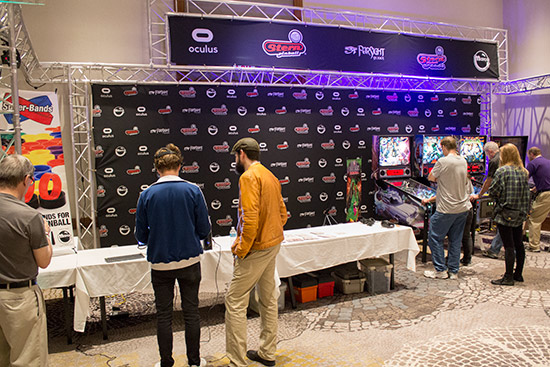 Behind Fast Pinball and taking up almost the whole back wall was Stern Pinball's stand which featured an Oculus Rift headset to play 3D VR pinball