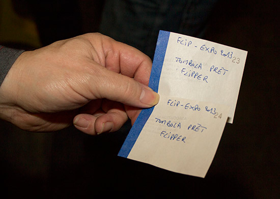 Raffle tickets for those who brough machines