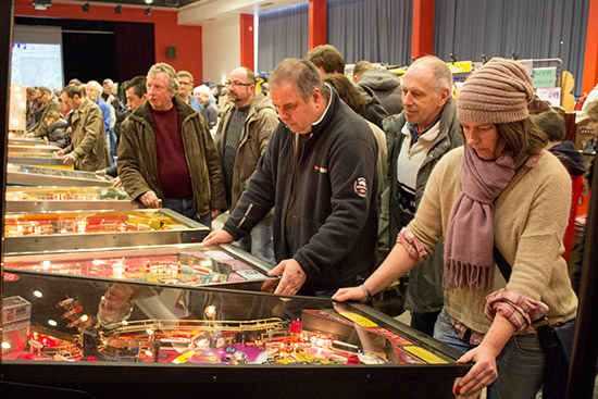 Players enjoying the free play machines