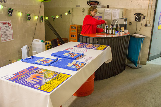 Beer, soft drinks, T-shirts and raffle tickets could be bought here