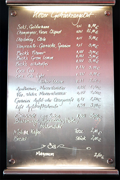 Now would be a good time to polish up your German if you want to order food and/or drinks, but no sauerkraut?