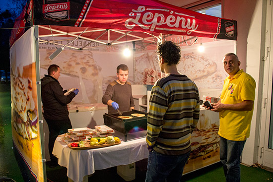 The flatbreads had cheese and meat fillings available