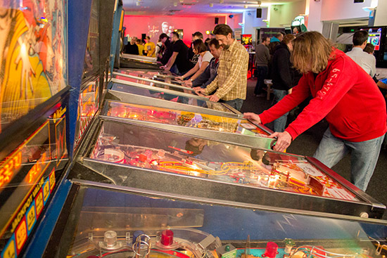 Inside the free-play hall