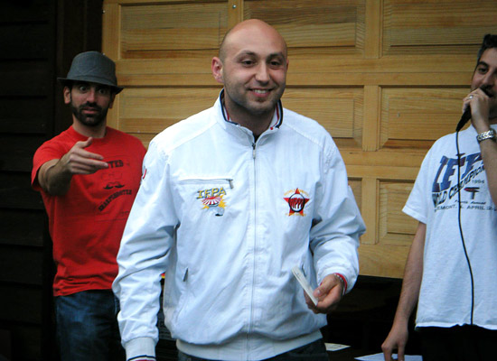 Daniele goes to collect his trophy