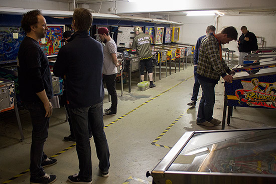Players check out the machines before the tournament begins