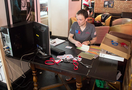 Justin at the scoring desk on Sunday