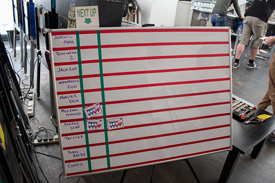 If you want to play a particular game, put your name badge against it