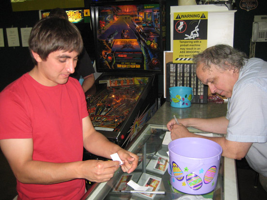 Lloyd, the Tournament Director, registering all of the players for both tournaments