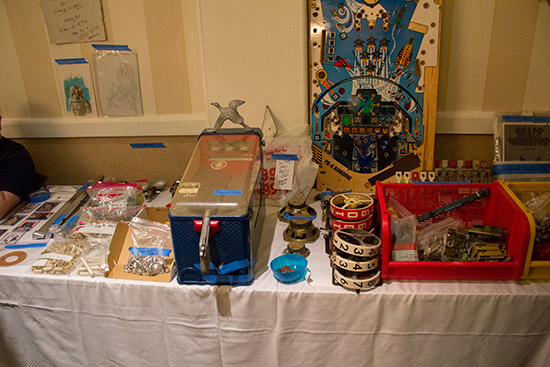 There were a few pinball parts on sale too, and even a working machine 