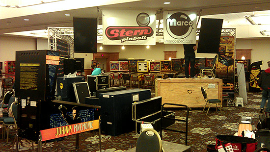 The crew from Marco Specialties were building their stand