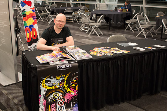 Jonathan Joosten also had a stand in the lobby to sell copies of the book Pinball he has published