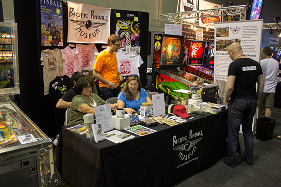 The Pacific Pinball Museum's stand also sold promotional items along with the new book 'Pinball'