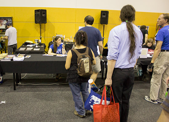 Players line up to register for the main tournament
