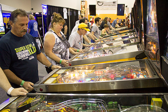 Visitors enjoying the machines