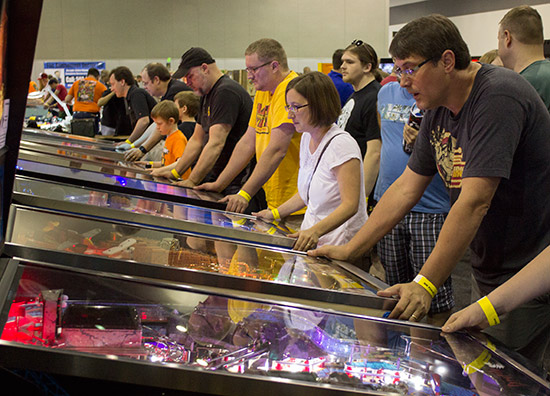 Visitors enjoying the machines on Saturday