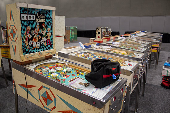 Pinballs being set up