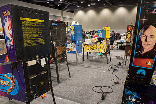Pinballs being set up