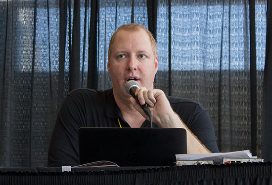 Byron Raynes hosts the end-of-show ceremony on Sunday afternoon