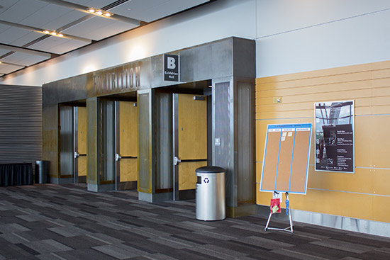 The entrance door to the show hall