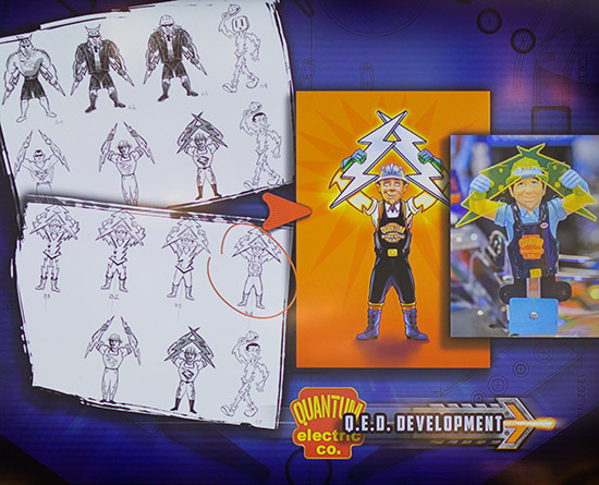 Concept drawings for the Q.E.D. electric guy