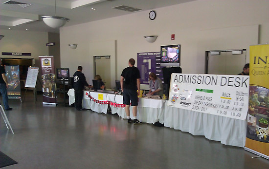 The admission desk, which is complete with a running teaser video made by Mike Lorrain. Show entry costs - $15 on Sunday, $20 on Fri & Sat each or $50 for a weekend pass