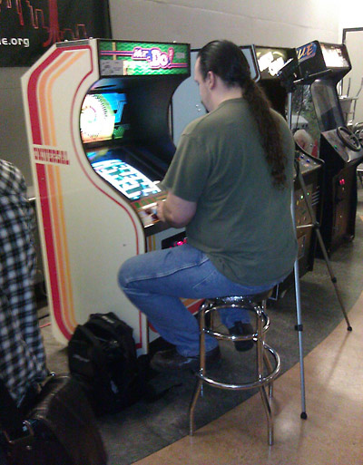 Mr. Do's Castle world record attempt. I think his name is Scott - you can check the TwinGalaxies site - he broke the world record today.