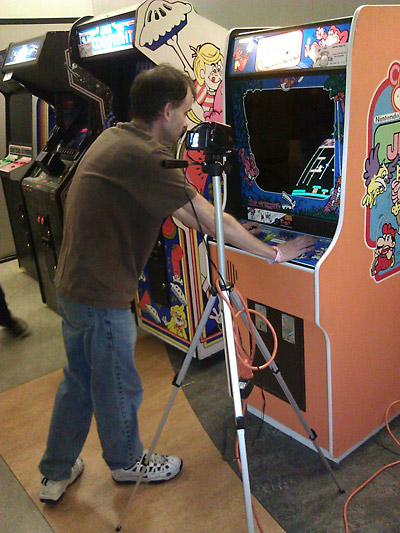 Donkey Kong world record attempt (I think Donkey Kong 3) and I believe he also beat the world record