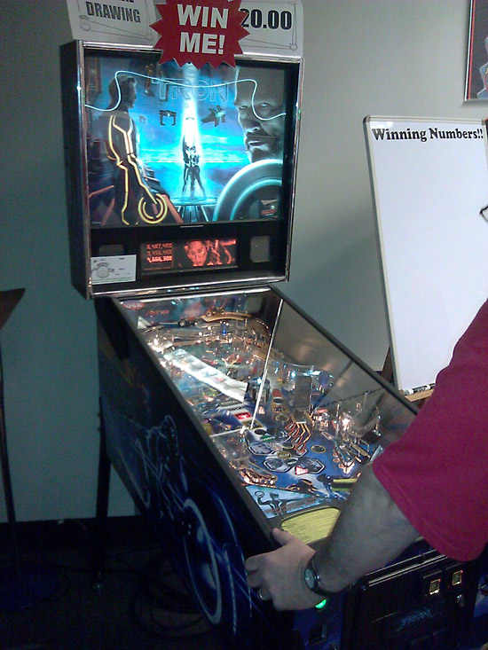 The new TRON game by Stern! This game is being raffled off on Saturday night. One lucky person will get to take the game home on Sunday. 250 tickets were sold at $20 each, and all the tickets were sold out by 5:30pm!