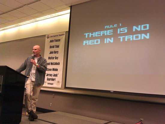 John Youssi begins his part of the Making of Tron speech, covering the artwork development