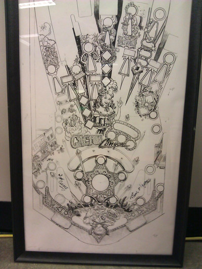 A hand drawing of Cactus Canyon's playfield