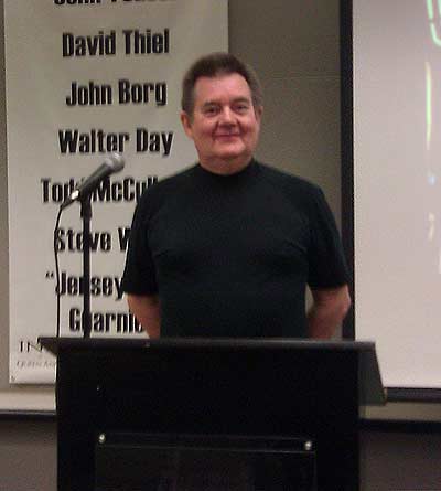 Saturday night, Steve Ritchie gave his seminar, part of which he covered and reproduced the voice of the Black Knight, utilizing the exact same type of voice machine originally used - provided by Jerry Thompson