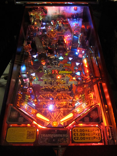 Transformers with a custom strip of red LEDs on the apron to greatly improve playfield visibility