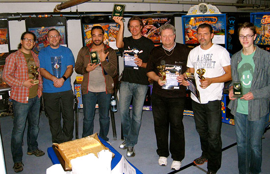 Top players in the two tournaments (L-R):Stefan Karlhuber, Michael Spiegel (not a winner), Michael Trepp, Markus Stix, Martin Krebs, Carsten Disser, Simon Ostermeier