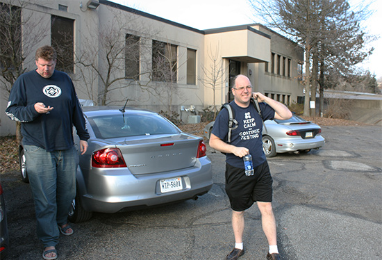 Todd MacCulloch and Bowen Kerins arrive