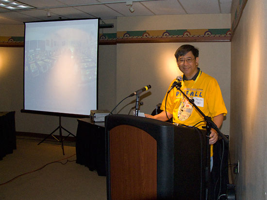Ron Chan checking out the speaker podium