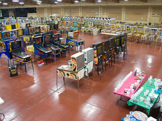 An overview of the show hall during set-up