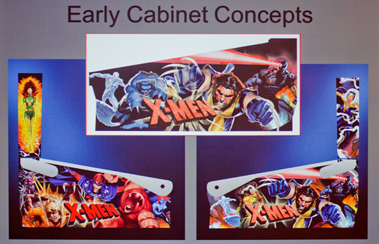 Early designs for X-Men cabinets
