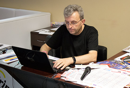 Organiser Marcin Krysiński enters some more game results