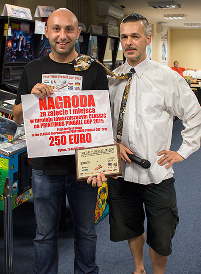 Classic Tournament winner, Daniele Acciari, who won another &euro;250 and second winner's T-shirt 