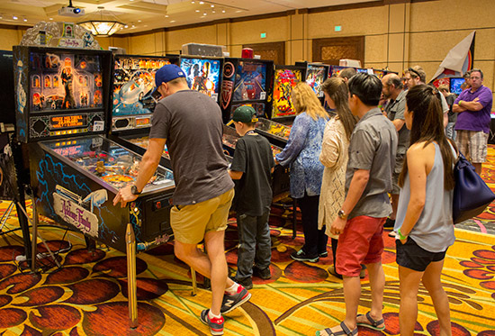 Visitors enjoying the machines