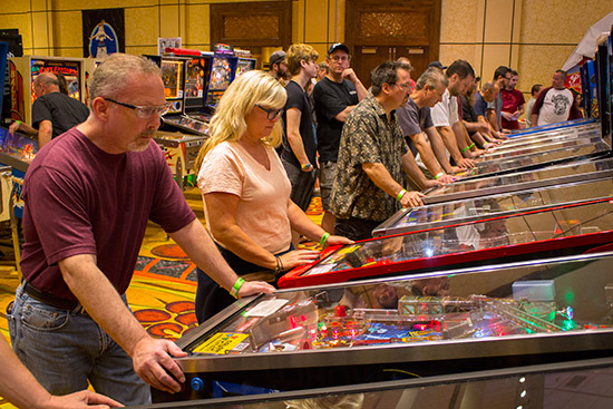 Visitors enjoying the machines
