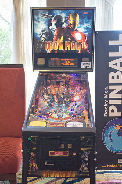The Iron Man machine in the hotel lobby