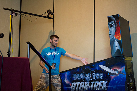 Ryan demonstrates his pinball skills