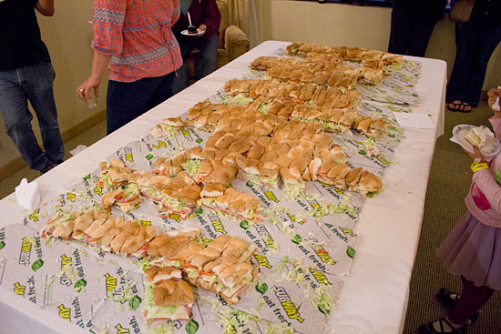 Subway sandwiches were provided for guests