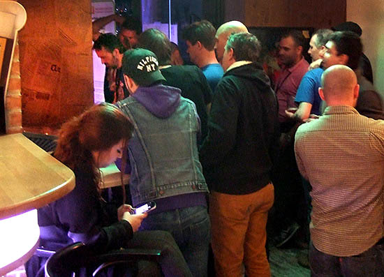 The crowd watches Olivier on Dr. Dude