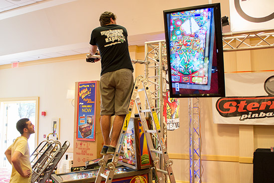 Lining-up the over head camera at the Marco stand