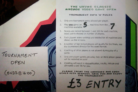The rules, times and prices posted for the tournament