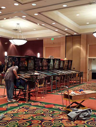 Setting up machines for the show
