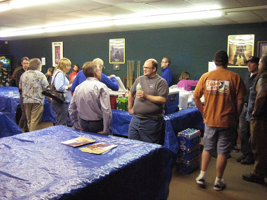 Pictured, late attendees