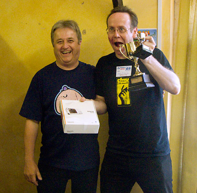Mark presents Richard with his trophies and main prize